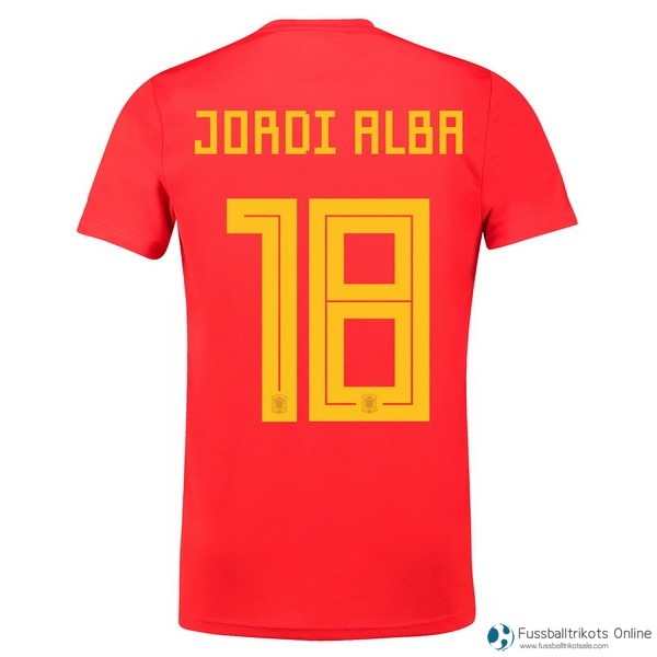Spanien Trikot Heim Jordi Alba 2018 Rote Fussballtrikots Günstig